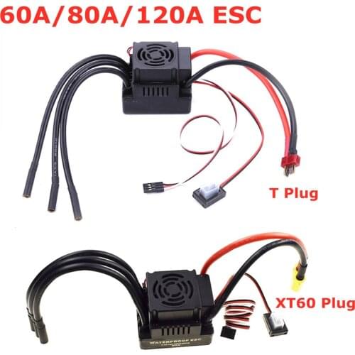 Upgrade Sensorless 60A 80A 120A S-80A S-120A Brushless ESC Electric Speed Controller with 5.5V / 3A BEC for 1/8 1/10 1:10 RC Car