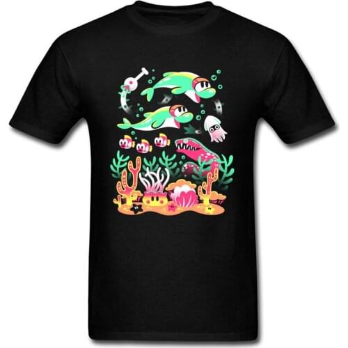 Cheep Reef Sea Fish Maritime Black T-shirt For Man Cartoon Creature Print Short Sleeve Cute Tees Top Cotton