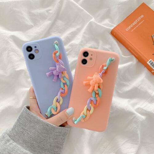 For Samsung Galaxy A 01 11 21 31 41 81 91 51 71 72 12 52 32 42 02s Cartoon Bear Bracelet Phone Case