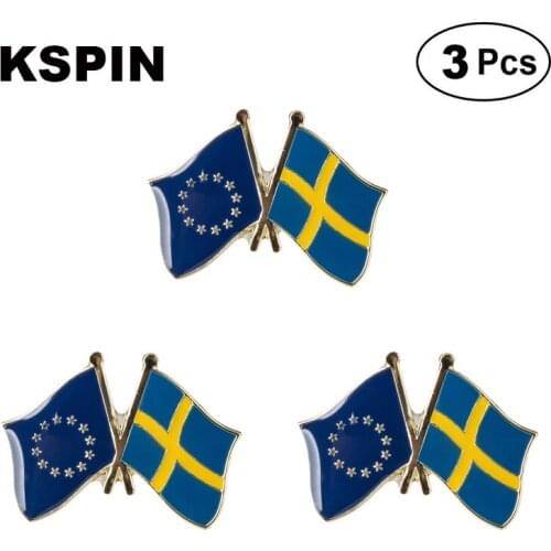 EU & Sweden Frendship Lapel Pin Brooches Pins Flag badge Brooch Badges