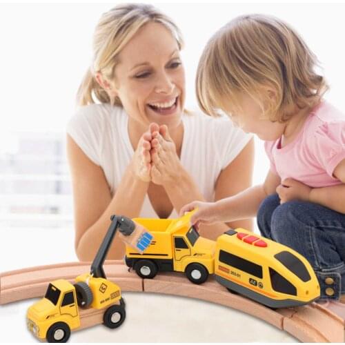 Electric Locomotive Train Toy Set Magnetic Rail Toy Compatible With Wooden Track Birthday Gift Kid Learning Education Fidget Toy