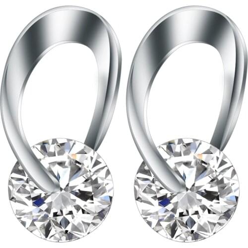 Hainon Austria Crystal Wedding pendientes mujer Silver Color Zircon Crystal Stud Earrings Fashion Jewelry for Women brincos