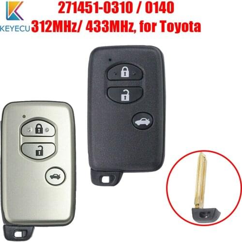 Keyecu Smart Remote Key 3 Buttons 312MHz / 433MHz 271451-0310 / 0140 / F433 / A433 for Toyota Camry Crown Mark X Majesta B75EA