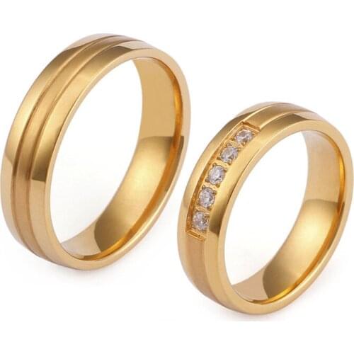 Classic wedding couple rings for men and women gold filled stainless steel jewelry finger ring marriage Lovers Alliance