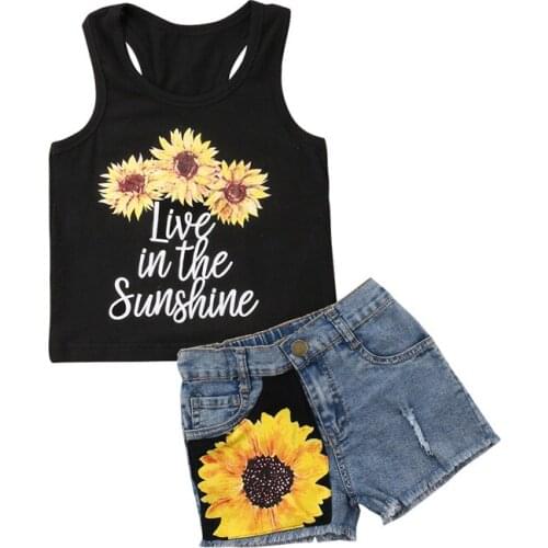 2PCS Boys Clothes Toddler Girls Summer Clothing Summer Kids Baby Girl Sleeveless Tank Top T Shirt+Shorts Clothes Outfit Set