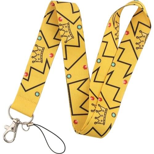 Crown Cartoon Printed Ribbon Keychain Badge ID Lanyards Key Holder DIY Hang Rope Lariat Key Ring Mobile Phone Straps Accessories