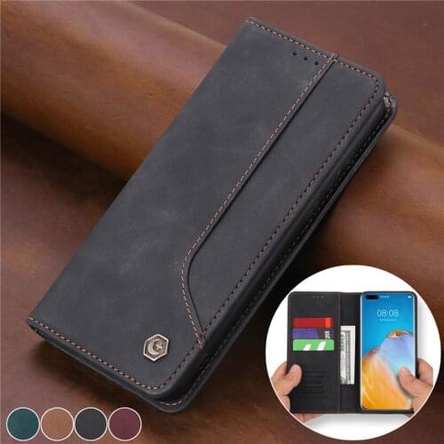 Retro Flip Leather Phone Case For Huawei P40 Pro Plus P40 Lite Magnetic Wallet Card Slot Coque For Huawei Mate 30 Pro Cover Etui