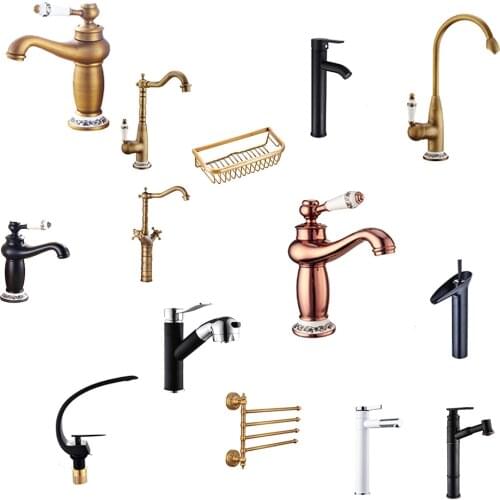 Kitchen Faucet Cooper Basin Mixer Fashion Tap For Kitchen Hotel Home Barthroom Sink Faucet Vintage Black/Gold Popular Water-Tap