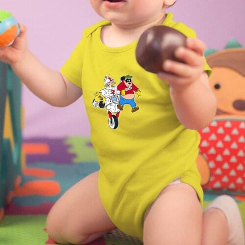 Disney Summer New Newborn Bodysuits Round Neck Short Sleeve Scrooge McDuck Cartoon Print Harajuku Style 0-24M Baby Onesie Trend