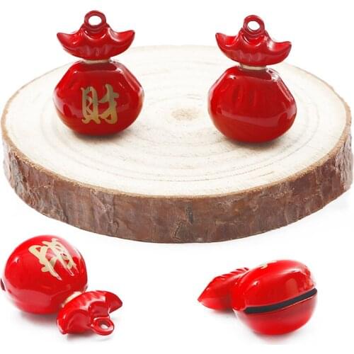 1Pcs Red 18x26mm Copper Fukubukuro Bells Holiday Party Christmas Decoration DIY Handmade Bracelet Pendant Pet Bell Accessories