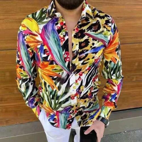 2021 Fashion Ethnic Style Mens shirt Luxury Brand clothing Print Long Sleeve Turn Down Collar Shirts Slim Casual Club Blouse