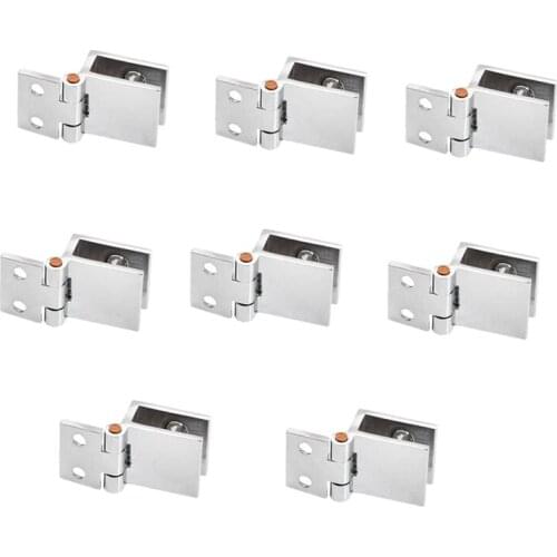 Set of 8 Glass Door Hinges, 5mm-8mm Adjustable Rectangle Clamp Single Clip for Cabinet Cupboard Glass Door Hinges CNIM Hot