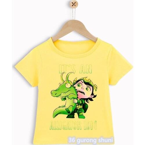 New Kawaii Kid Loki T Shirt Tva Allgator Loki T-Shirt Graphic Print Boys Tshirt Kids Clothes Short Sleeve T-Shirts Harajuku Top