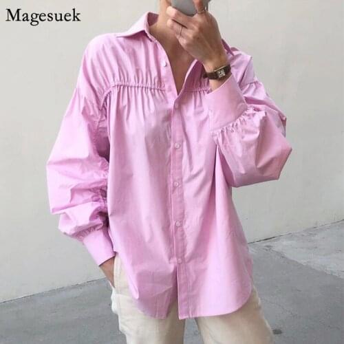 New Korean Plus Size White Blouse Femme Vintage Puff Sleeve Ladies Tops Casual Harajuku Cotton Women Shirts Blouses Blusas 12364