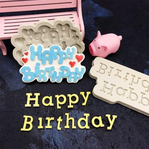 New happy birthday birthday candy mold chocolate birthday cake decoration baking resin letter mold resin letter moulds