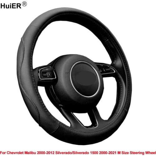 Car Steering Wheel Cover Braid Wrap For Chevrolet Malibu 2000 - 2012 Silverado / 1500 2000 -2019 2020 2021 M Size Steering Wheel