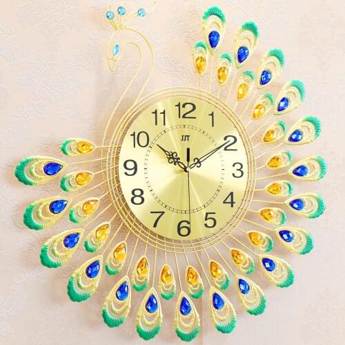 Peacock Wall clocks Europe Digital Needle wall clock High quality Creativity Hang decorations metal wall decorations living room