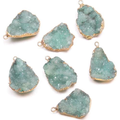 Fashion Natural Druzy Stone Pendant Irregular Crystal Quartz Charms Pendants DIY Accessories For Jewelry Making Necklace