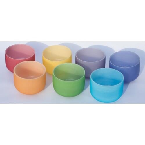 12 Inch 7 Color Quartz Crystal Singing Bowl 440HZ 432HZ Third Eye Crown Root Sacral Solar Heart Throat Chakra