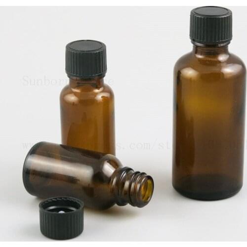 Empty Refillable Amber Clear Glass Essential Oil Bottle With Black Phenolic Cone Cap 5ml 10ml 15ml 30ml 50ml 100ml 20pcs