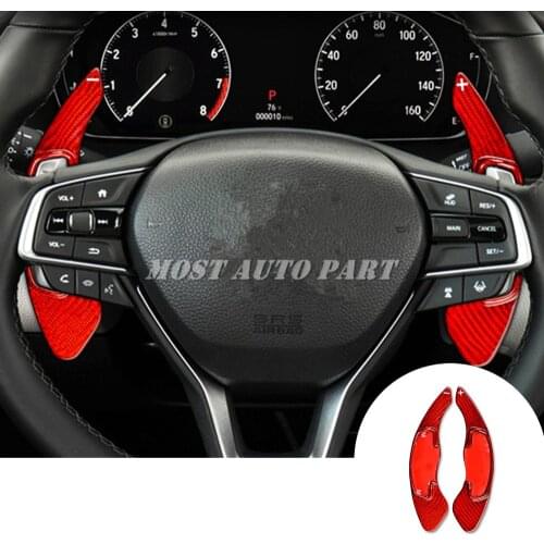 Real Carbon Fiber Steering Wheel Paddle Shift For Honda Accord Civic CR-V Odyssey Pilot Insight Acura MDX RDX ILX TLX Red/Black