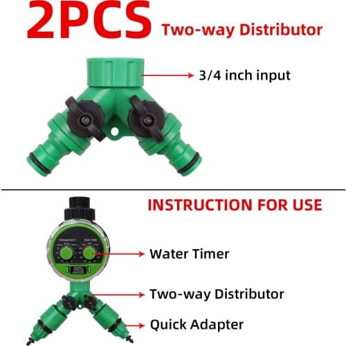 2PCS 3/4" Garden Accessories Watering Hose Quick Connection Adapter With Adjustable Spary Drip and Nozzle