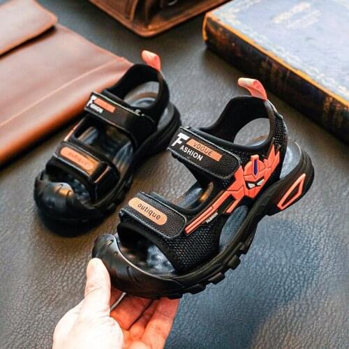 Baby Boys Sandals Non-Slip Genuine Leather Children & Todder Beach Shoes Fashion Kids Sports Casual Size 21-37