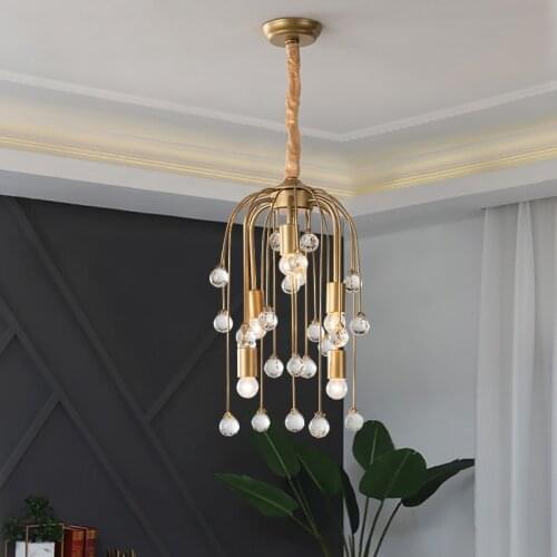 Modern minimalist restaurant chandelier creative wrought iron bedroom lamp luxury crystal light cloakroom entrance hall lamp