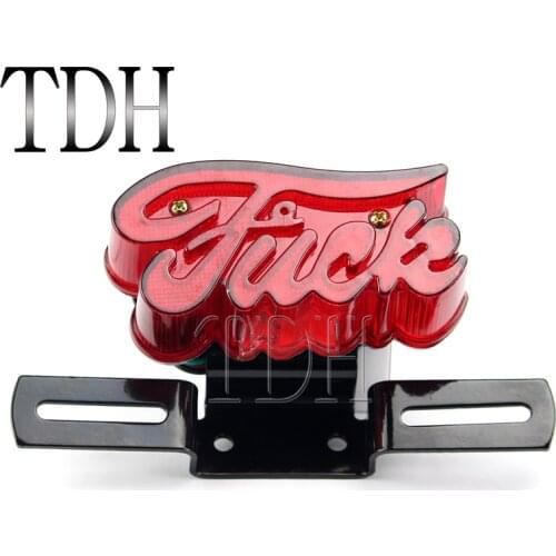Universal Motorcycle Retro Red Taillight Brake Stop Light License Plate Lamp Rear Light For Softail Custom Chopper Bobber