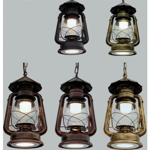 Led Bulb Chandeliers Kerosene Pendant Lamp Garden Vintage Outdoor Glass Loft Metal Waterproof Hanging Lamp