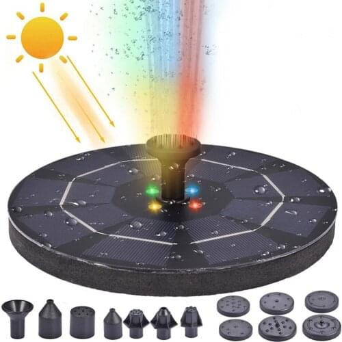 LED Floating Solar Powered Water Fountain Pump Multipurpose Built-in Battery Solar Fountain for Garden Lawn