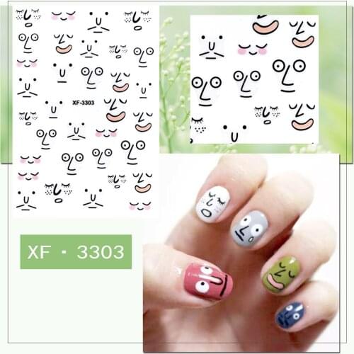 Japanese Abstraction Nail Art Decorations Stickers Back Glue DIY Decals Manicure Nails Sticker Design Cartoon Abstract Art