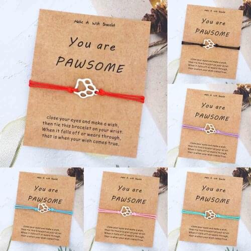 You Are Pawsome Dog Bracelet Paw Print Charm Bracelet Dog Jewelry Animal Lover Bracelet for Women Men Best Friend Dog Lover Gift