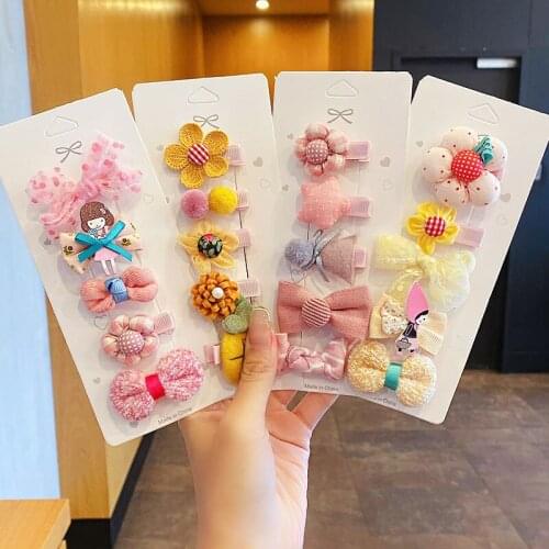 5PCS/Set New Girls Cute Cartoon Flower Bow Hairpins Children Lovely Hair Decorate BB Hair Clip Barrette Fashion Hair Accessories