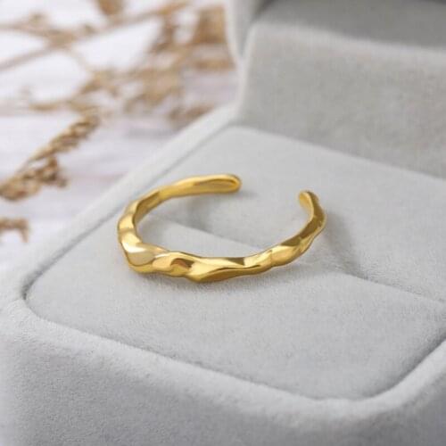 Gold colors Irregular shape Ring for Women Stainless Steel Open Cuff Ring Girl Wedding Rings Adjustable Knuckle Finger Jewelry