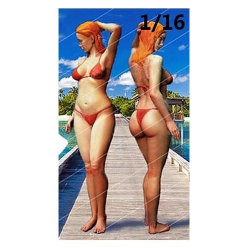 1/16 SUMMER STAND BIKINY GIRL toy Resin Model Miniature resin figure Unassembly Unpainted