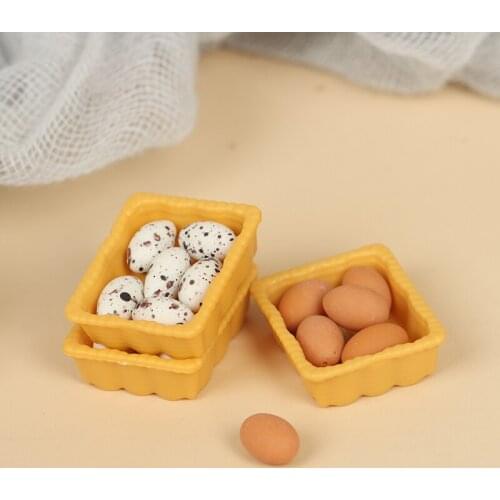 1set 1:12 Scale Dollhouse Miniature Accessories Kitchen Food Mini Egg with Egg Trays for Doll House Cooking Game food