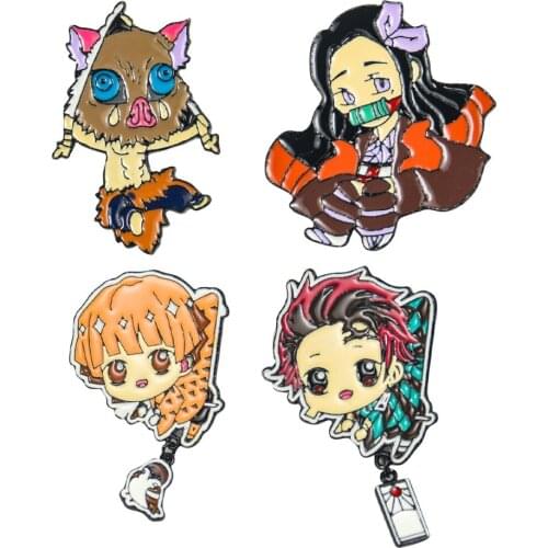 1PC Cartoon Anime Decor Brooch Demon Slayer Kimetsu No Yaiba Kamado Tanjirou Pins for Backpacks Pin Badge Brooch Jewelry Gift