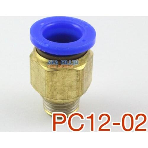 10 Pieces Tube OD 12mm x 1/4" BSPT Male Straight Pneumatic Connector Push In To Connect Fitting
