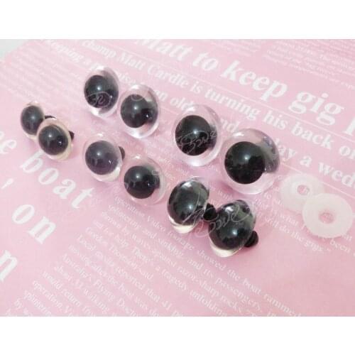 22mm/24mm/26mm/28mm/30mm plastic clear crystal safety toy eyes for doll accessories with white washer--100pcs/lot