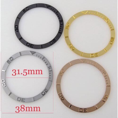 38mm*31.5mm Flat Watch Bezel Insert Steel Material Fit For SKX007 SKX009 Mens Watch Bezel Ring Gold/Black/Silver