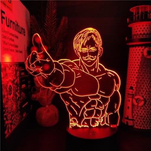 The Seven Deadly Sins Escanor 3D LED Lamp Anime Night Light Touch 16 Colors USB Lampara Kid Manga Gifts Bedroom Decor Table Lamp