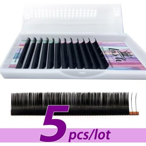 5pcs/lot MASSCAKU Hot selling 12row/case 8-16mm Premium Natural Synthetic Mink Faux Eyelash Supplies Individual Split Tips