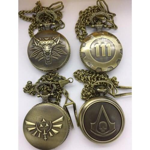 Free shipping wholesale 20PC a lot 111 Wolf skull Pocket Watch FOB chain watches