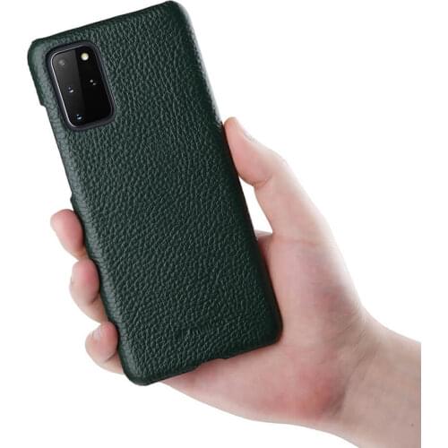Real Full Grain Genuine Leather Natural Cowhide + Hard Button Open Back Cover Phone Case For Samsung Galaxy S20 S20+ Plus Ultra