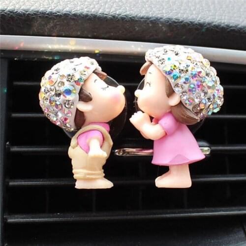 Girl Boy Lovely Couple Car Perfume Air Vent Freshener Clip Diffuser Decor Accessories Conditioning Aromatherapy Car Diffuser