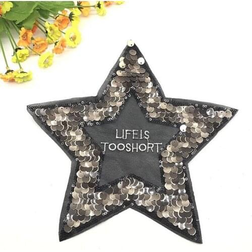 Reversible Five-pointed Star Sequined Patch DIY Handmade Quilting Garment Bag Badge Decoration Materials Supplies