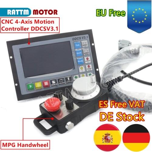 「EU Free VAT」4 Axis DDCSV3.1 G-Code Offline CNC Stand Alone Controller 500KHz + 4 Axis Emergency Stop Electronic Handwheel MPG