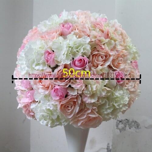 Artificial silk rose flower wall backdrop decoration Wedding table centerpiece 2/3 round flower ball 50cm Mixcolor TONGFENG