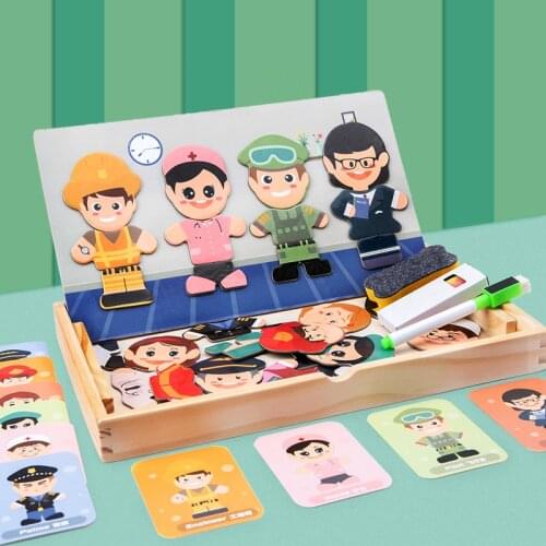 Kids Toys Cartoon Dress Changing Clothes Wooden Puzzles Dressing Jigsaw Toys Baby Early Educational For Children Boys Girls Gift